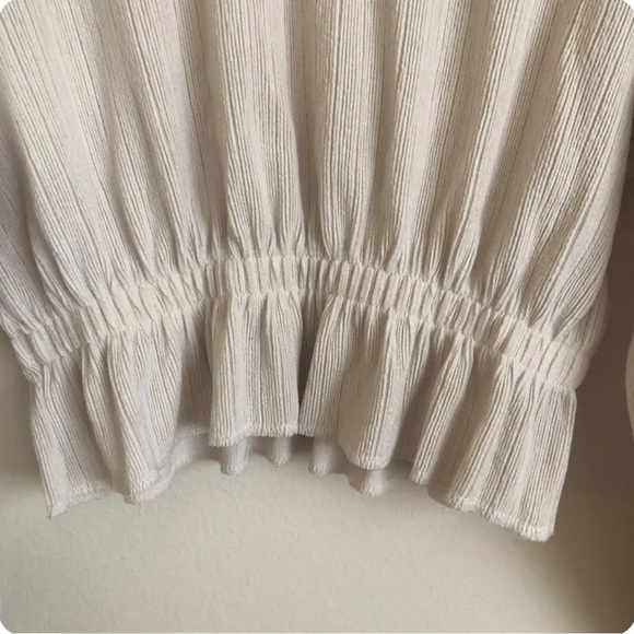 Zara Knit Sweater Ribbed Cinch Waist Long Sleeve Cream Size M Neutral Tone - Picture 2 of 7